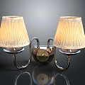 Pair of Modern Wall Sconces with Ribbed Glass Shades and Metal Frame