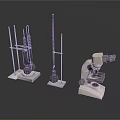 Modern Laboratory Science Equipment Setup With Microscope Test Tube Rack And Flask Stand