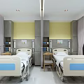 Modern Hospital Ward Interior With Beds Sofas Curtains Windows And Medical Equipment
