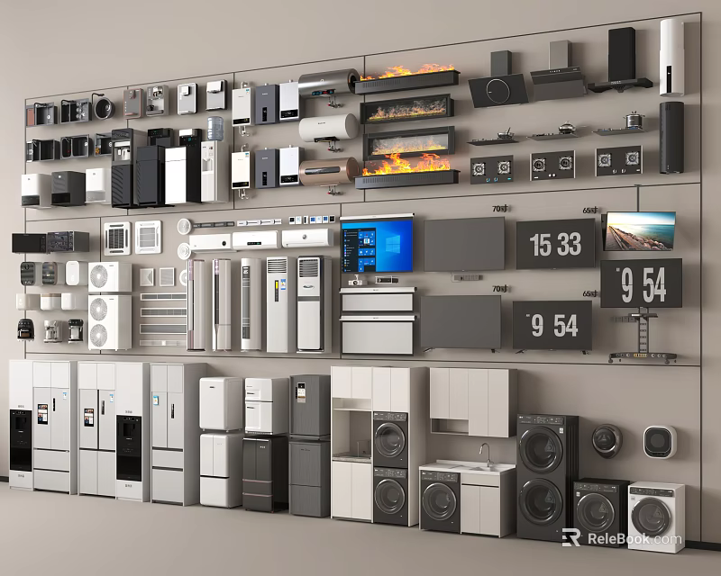 Diverse Modern Household Appliances Display With Various Models And Types 3d model