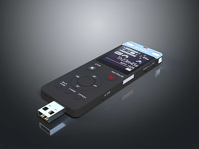 Digital Voice Recorder With USB Interface Screen Display And Control Buttons 3d model