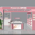 Pink Beauty Salon Kiosk With Green Plants Counter And Display Shelves