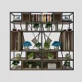 Modern Multi Tiered Display Shelf with Plants Books and Decorations