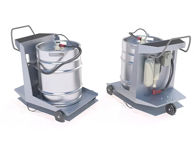 Two Portable Electric Cleaning Appliances With Metal Drum Wheels And Handle 3d model