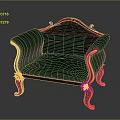 Single Sofa with Green Patterned Fabric and Wooden Carved Legs Classical Design