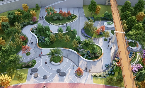 Modern Park Curve Park Street Park Pocket Park 3d model