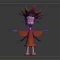 Game Anime Character With Black Hair Maple Leaf Decoration Brown Kimono Arms Outstretched
