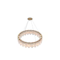 Contemporary White Hanging Chandelier With Layered Fabric Shades And Metal Accents