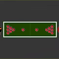 Beer Pong Table Setup With Green Surface Red Cups Paddles And Ball