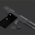 Classic Silver Pistol With Black Grip And Detachable Magazine On Reflective Surface