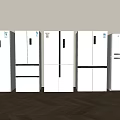 White Modern Refrigerators And Freezers In Various Designs On