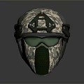 Military Weapon Tactical Helmet with Green Camouflage Pattern Goggle and Face Mask