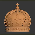 Ornate Golden Crown Decorative Household Ornament With Cross Intricate Patterns And Metallic Shine