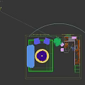 Kitchen Island With Marble Countertop Frying Pan Induction Cooktop Coffee And Green Plants