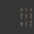 Golden Wheat Ears with Various Designs on Dark Background for Crop Illustrations