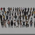 Diverse Group of People With Various Poses Standing Together In Different Outfits