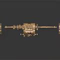 Golden Household Items Components With Assembled Parts And Design Details