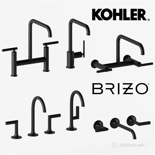 Brizo Black Faucets With Various Modern Design Styles And Shapes 3d model 