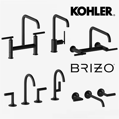 Brizo Black Faucets With Various Modern Design Styles And Shapes 3d model