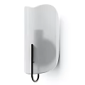 Modern Wall Lamp With White Shade And Black Frame Emitting Warm Light