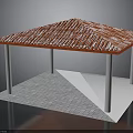 Outdoor Pavilion Featuring Red Tiled Roof Supporting Columns And Gray Brick Floor