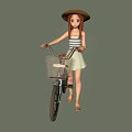 Three Stylish Girls Riding Bicycles With Different Outfits And Hats