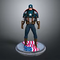 Captain America Game Movie Character In Blue Uniform Star Emblem Red Cape American Flag Base
