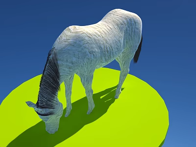 White Horse Landscape Sculpture With Green Circular Platform And Blue Background 3d model