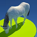 White Horse Landscape Sculpture With Green Circular Platform And Blue Background
