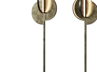 Pair of Modern Minimalist Table Lamps With Circular Metal Design And Sleek Brass Finish 3d model