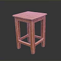 Orange Wooden Stool With Simple Design And Square Seat For Home Decor
