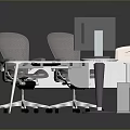 Modern Office Chair Design With Ergonomic Features And Computer Work Desk 3d model