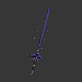 Decorative Sword with Blue Blade and Red Intricate Patterns Ornate Hilt Design for Fantasy Gaming Collection 3d model