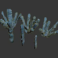 Vibrant Blue Crystalline Branch Formations With Forked Shapes And Dark Reflective Surfaces