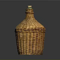 Handmade Woven Wicker Bottle With Cork Stopper And Handle For Home Use