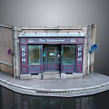Charming Bar Restaurant Exterior Design With Glass Windows Wooden Door And Signage