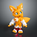Game Movie Character Yellow Fox Figure With Large Ears Blue Eyes White Wristbands Red Shoes