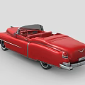 Vintage Red Convertible Car With Classic Retro Design And Chrome Details