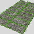 Natural Stone Stepping Stones Path With Green Grass Growing Between Grid Pattern 3d model