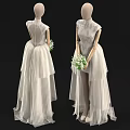 Elegant Sleeveless Lace Wedding Dress With Open Back And Layered Tulle Skirt