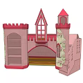 Pink Castle Themed Decorative Ornament Set With Towers Windows Arches And Shelves