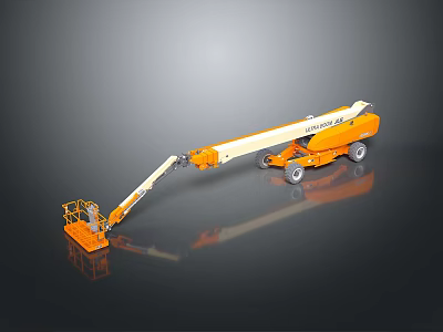 Orange Aerial Work Vehicle With Extendable Boom And Mobile Platform For Construction 3d model