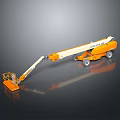 Orange Aerial Work Vehicle With Extendable Boom And Mobile Platform For Construction