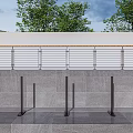 Modern Metal Fence With Sleek Horizontal Railings And Concrete Base Design Outdoor