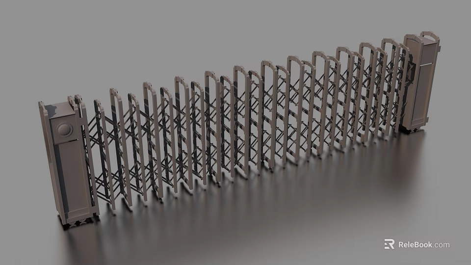 Exterior Metal Retractable Security Gate With Folding Design For Commercial Entrance 3d model 