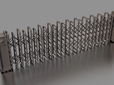 Exterior Metal Retractable Security Gate With Folding Design For Commercial Entrance 3d model