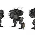 Game Movie Character Giant Mechanical Armor Design With Human Figure Comparison