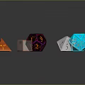 Vibrant Polyhedral and Cube Dice in Orange Purple Blue Silver for Daily Tabletop Games Use