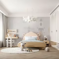 Cozy Kids Room With Cloud Chandelier Rocket Robot Wall Kids Bed Rug And Stuffed Toy