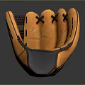 Orange And Brown Leather Baseball Glove With Stitched Design For Sports Use